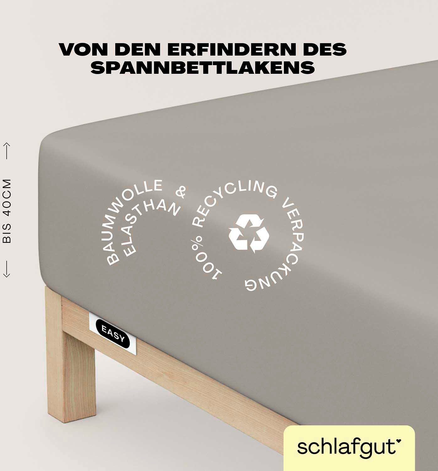 Schlafgut Spannbettlaken EASY Jersey Elasthan Boxspring, Jersey, Gummizug: rundum, (1 Stück), MADE IN GREEN by OEKO-TEX®
