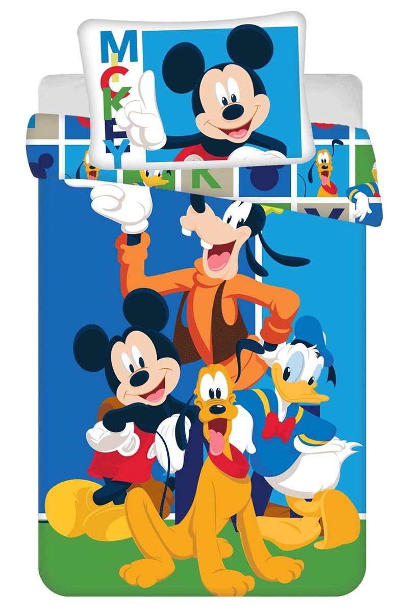 Kinderbettwäsche Bettwäsche Set Mickey Maus Donald Duck Pluto Goofy, Disney, Renforcé, 2 teilig