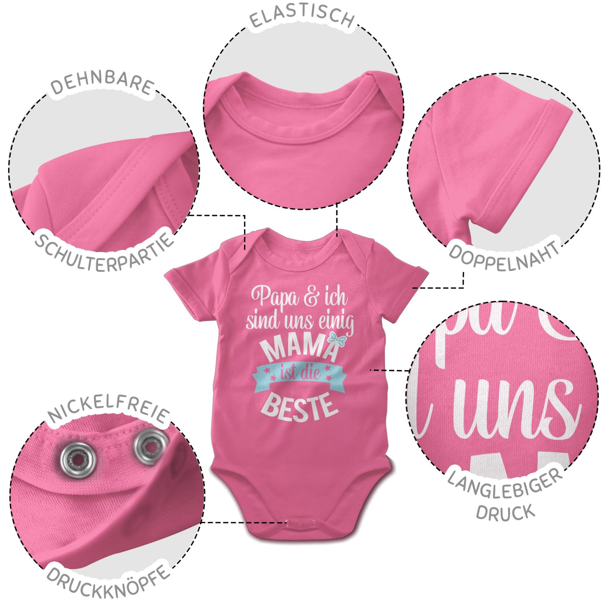 die Pink Muttertagsgeschenk Mama 1 ist Shirtbody (1-tlg) Beste I Shirtracer