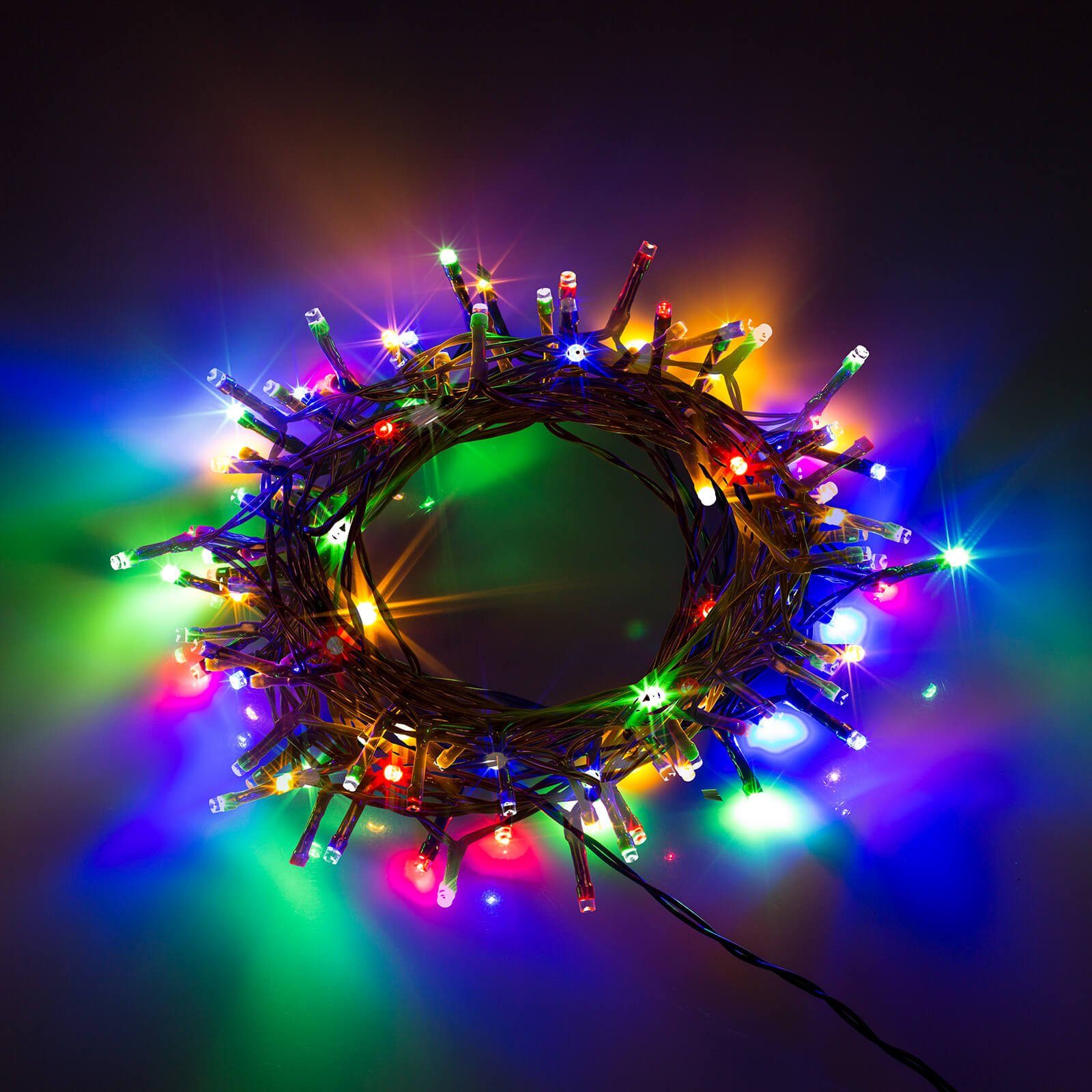 Out of the Blue LED-Lichterkette Innen/Außen Lichterkette 120 LEDs warmweiß + bunt mit Timer, 120-flammig, mit Timer, IP44, 5 Leuchtmodi, Batteriebetrieben – Bild 3 von 4