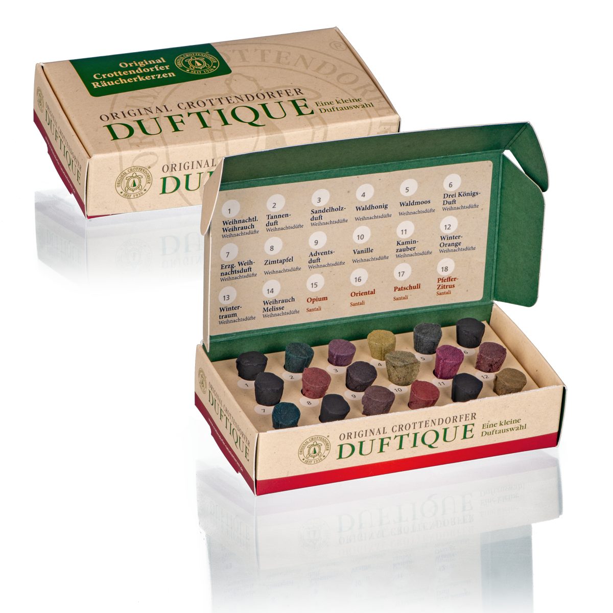 Crottendorfer Duftkerze Duftique Probierset 1: Weihnachts- & Santali-Düfte, günstig online kaufen