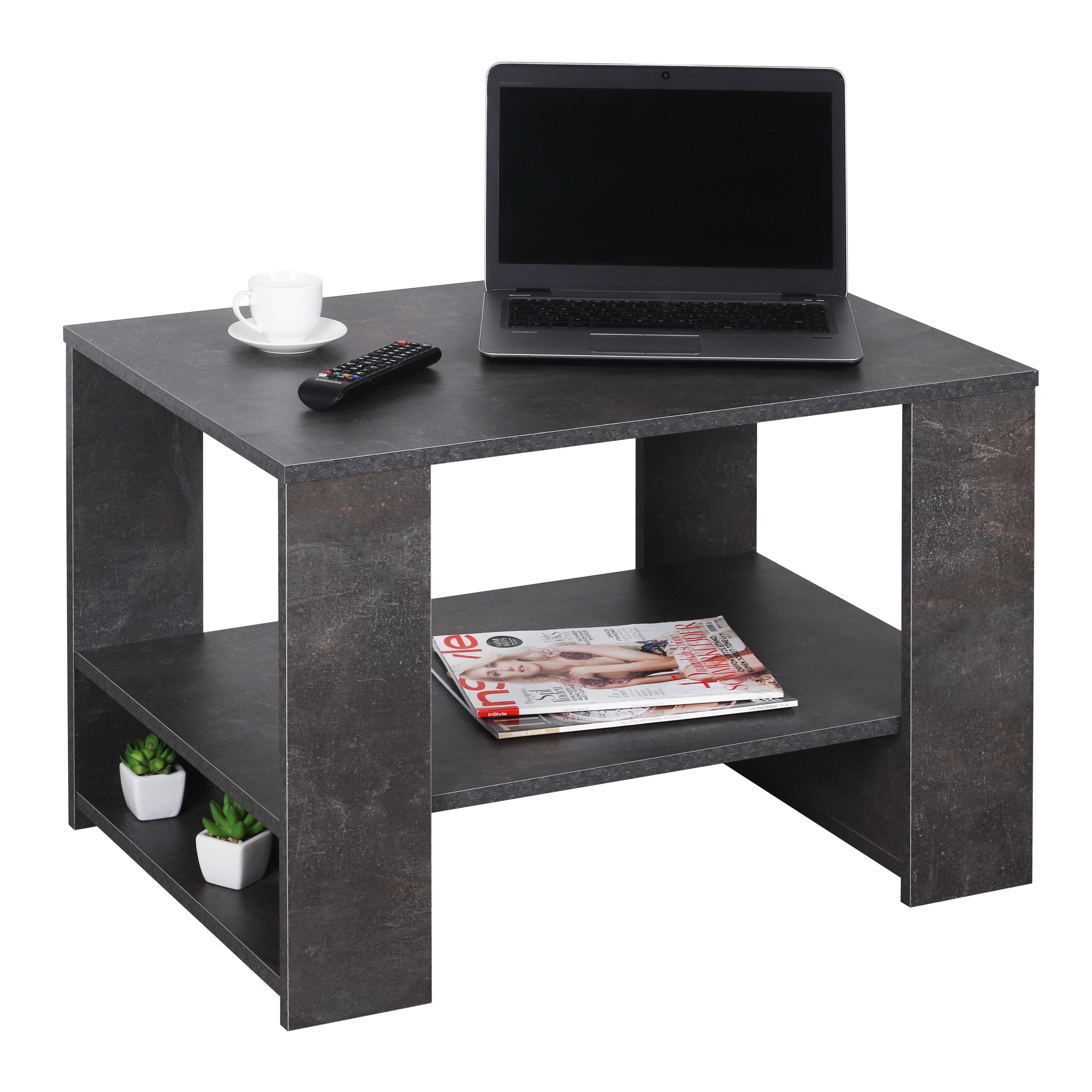 RICOO Wohnzimmertisch WM090-BG (1-St), Sofatisch mit Ablage Wohnzimmer Tisch Beistelltisch Kaffeetisch