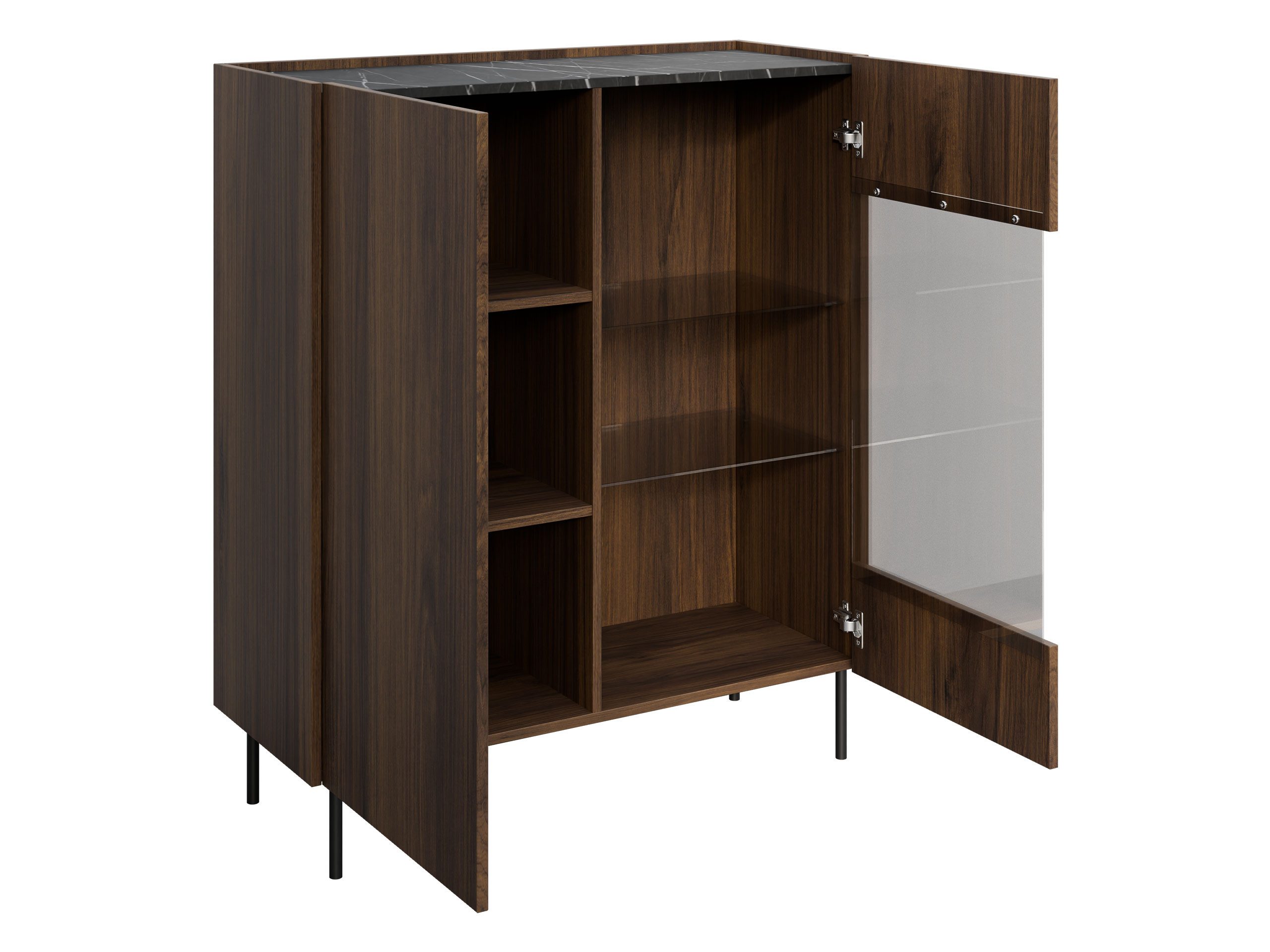 MIRJAN24 Wohnzimmer-Set Tewos II, (3er-Set, Vitrine, TV-Lowboard, Couchtisch), Schwarze Metallfüße
