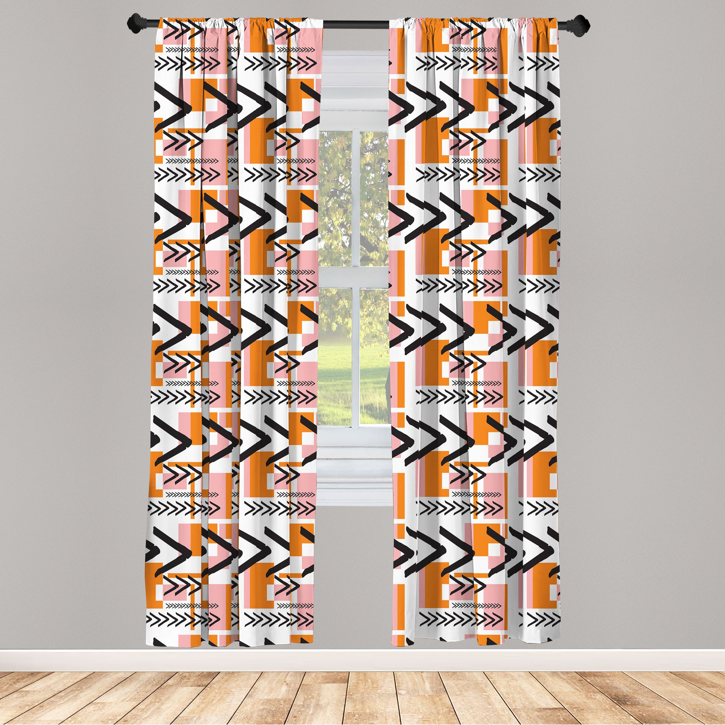 Gardine Vorhang für Wohnzimmer Schlafzimmer Dekor, Abakuhaus, Microfaser, Geometrisch Grunge Shapes