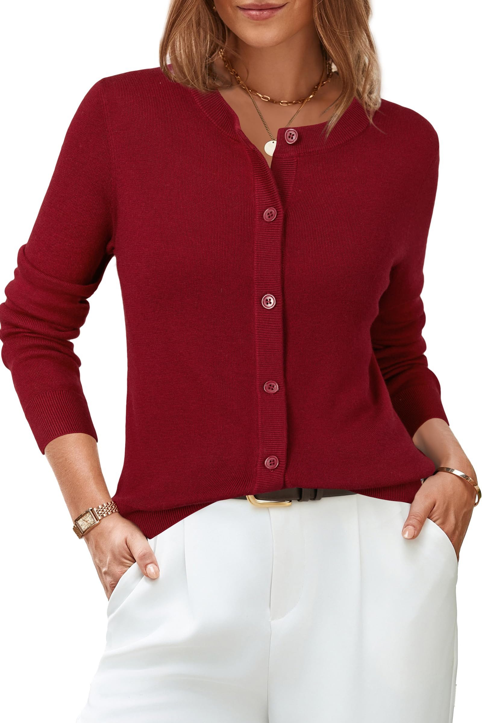 Arach&Cloz Strickjacke Damen Cardigan-Pullover Lässige Strickjacken Business-Casual-Outfit-Oberteil