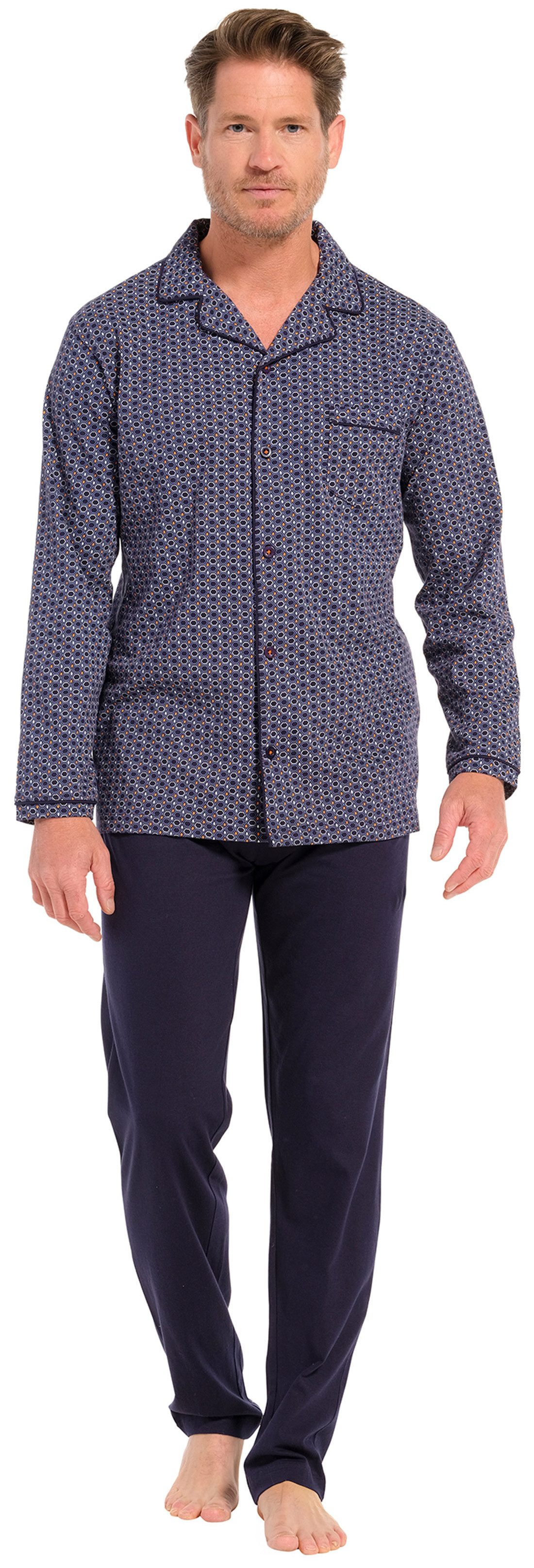 Pastunette Schlafanzug Herren Pyjama lang geknöpft (2 tlg) Baumwolle günstig online kaufen