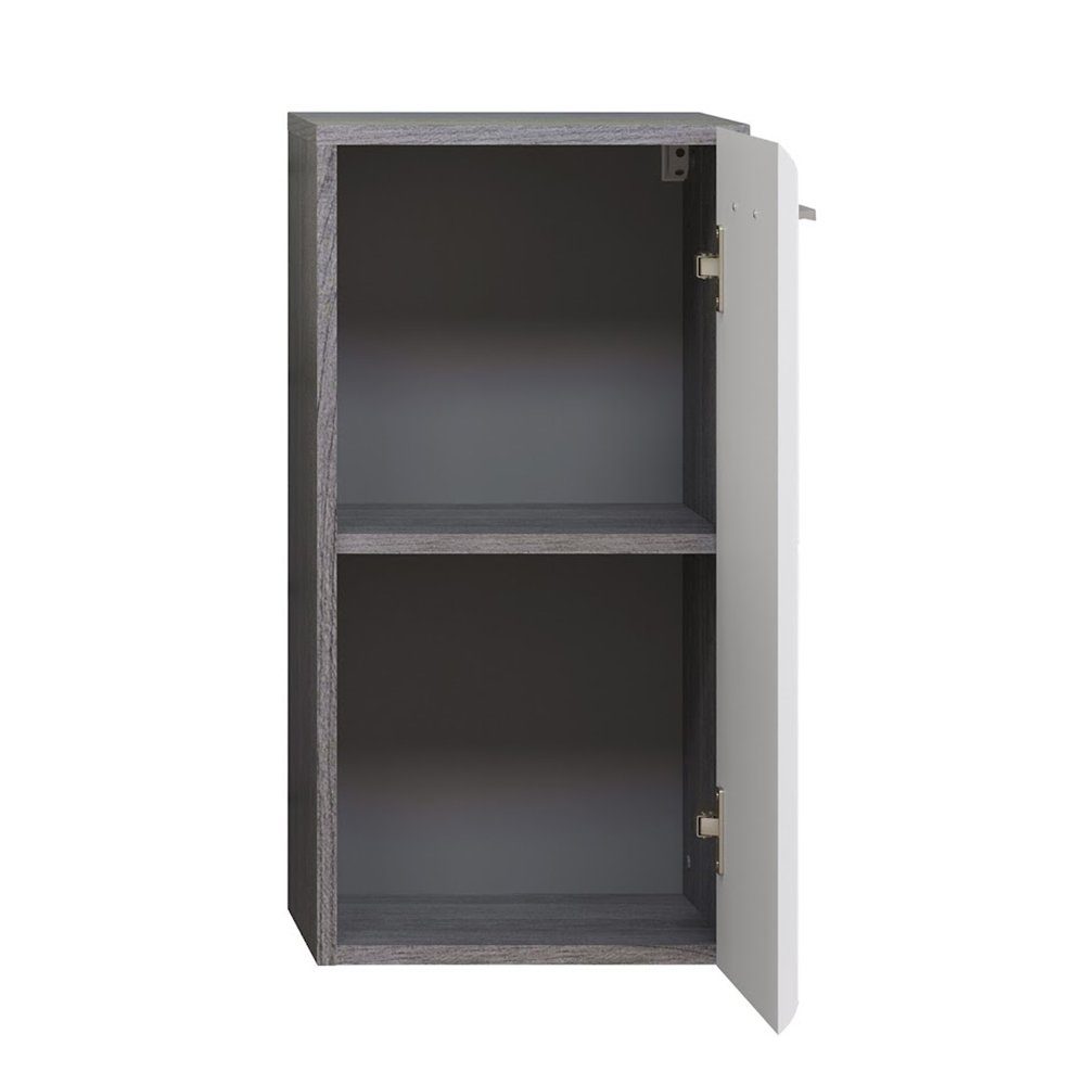 trendteam Unterschrank Riva Badezimmer Waschbeckenunterschrank Unterschrank Weiß/Grau 35x68x33cm