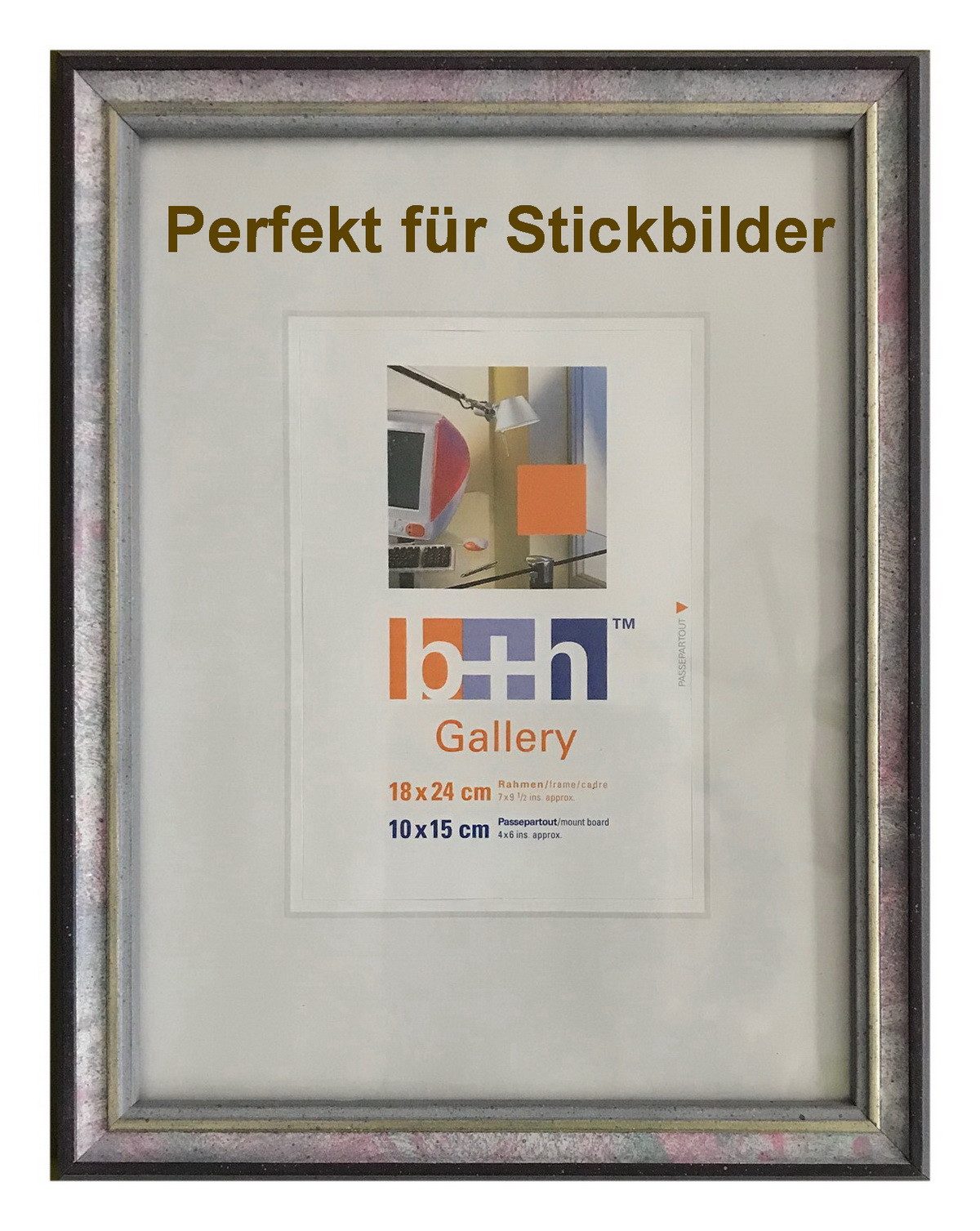 Oslo MasterLine Einzelrahmen Bilderrahmen Holz Fotorahmen perfekt für Stickbilder Fotos Glasscheibe, für 1 Bilder, Format 18 x 24 Portraitrahmen Bilder Fotos Rahmenfarbe lila marmoriert