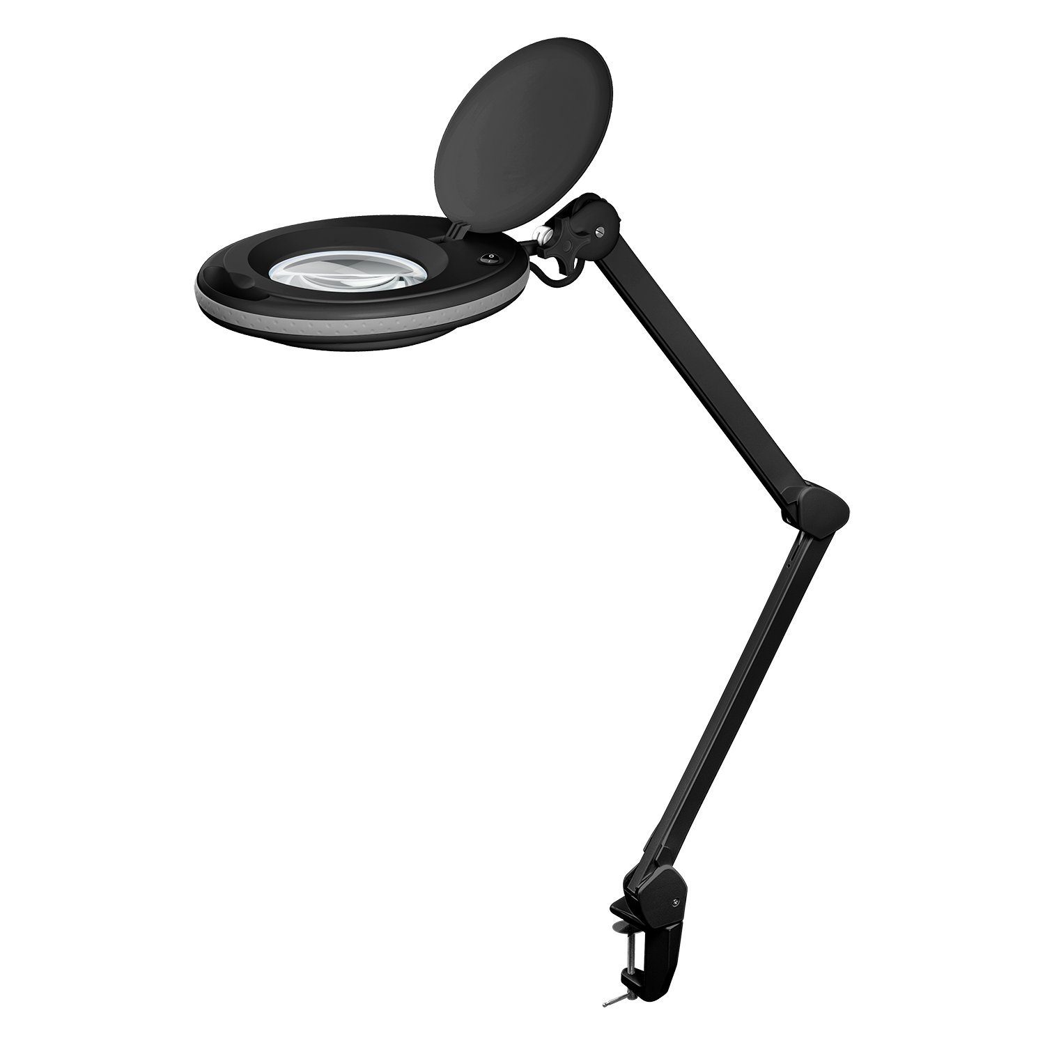 Goobay Lupenlampe 8 W LED-Lupenleuchte mit Klemme, SMD LED, kaltweiß, 6500 K, 6500 K, 1,75-fache Vergrößerung, 90° neigbar und 360° schwenkbar