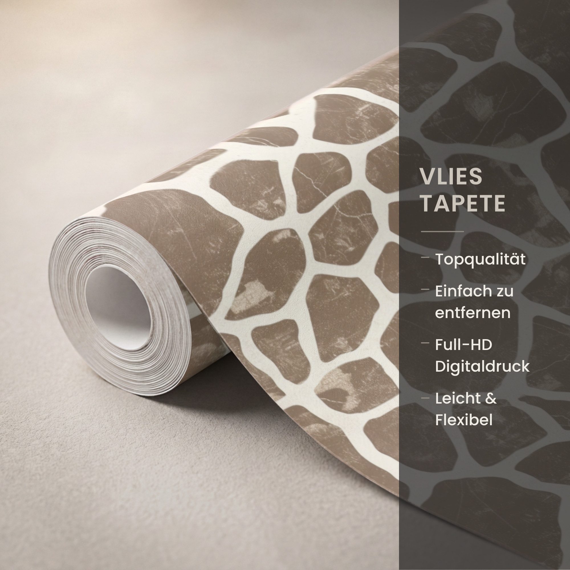 OnlyWow Fototapete Giraffe - Klassisch - Braun, Matt, bedruckt, Wandtapete, bedruckt, Schlafzimmer 120x200cm