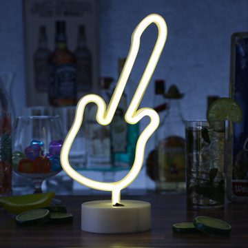 SATISFIRE LED Dekolicht LED Neonlicht GITARRE Neonschild Leuchtfigur USB Batterie 30cm, warmweiß (2100K bis 3000K)