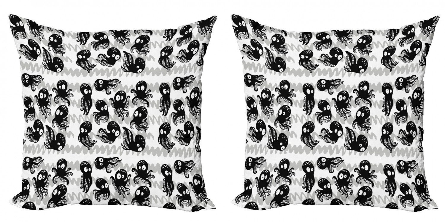 Kissenbezüge Modern Accent Doppelseitiger Digitaldruck, Abakuhaus (2 Stück), Tintenfisch Wild lebende Tiere in Sea Cartoon