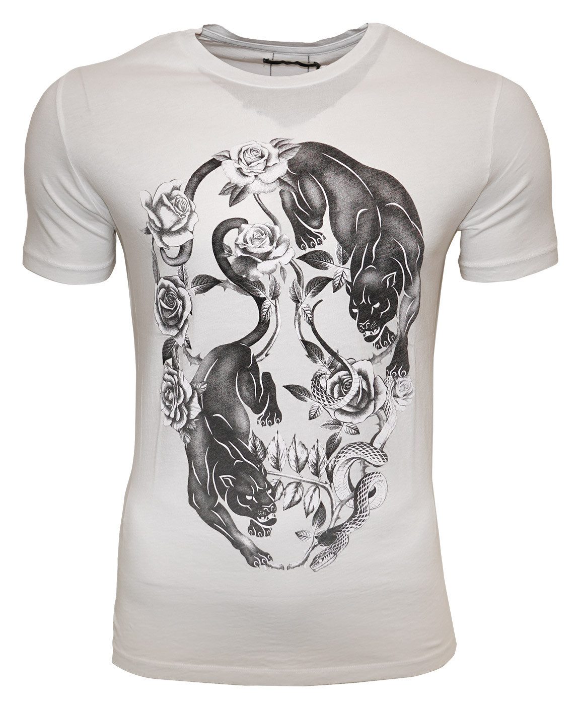 Print-Shirt RELIGION Clothing Herren T-Shirt PANTHER SKULL