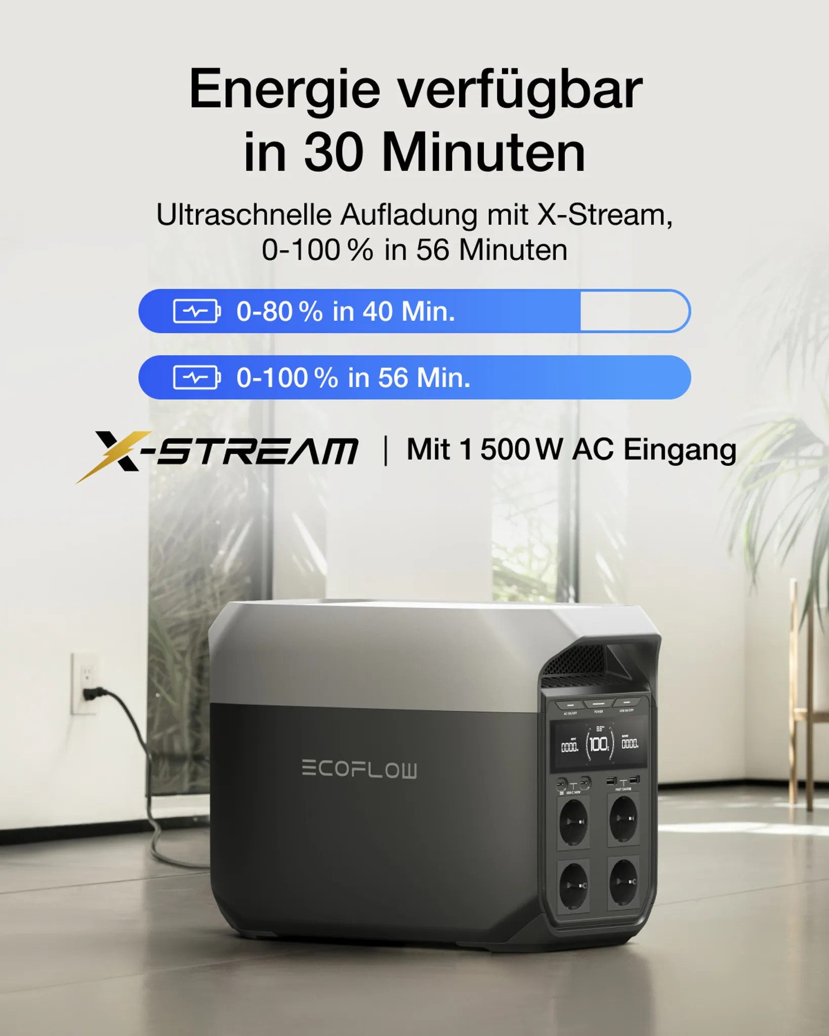 Ecoflow Delta 3 Tragbare Powerstation 1024 Wh Powerstation (1 St), Solargenerator für Camping & Zuhause