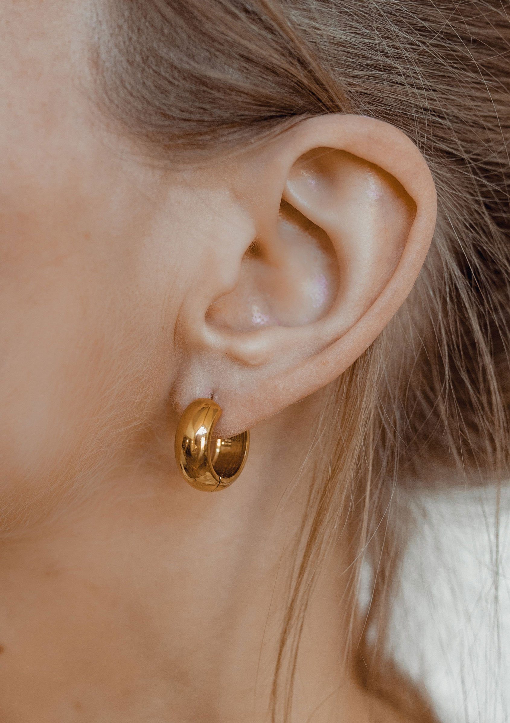 Hey Happiness Klappcreolen Edelstahl Ohrringe Damen 18K vergoldet massiv, C günstig online kaufen