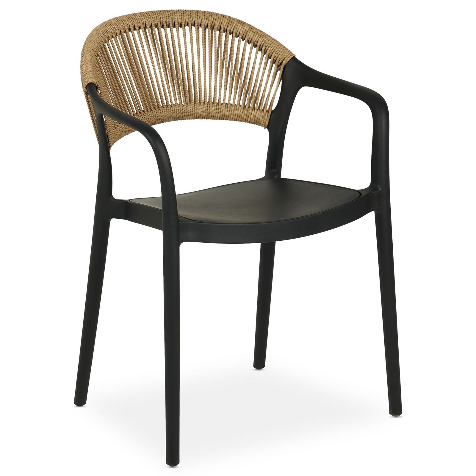 IDIMEX Garten-Essgruppe NARCISO, moderne Garten Sitzgruppe 1 Tisch & 6 Stühle mit Rope schwarz
