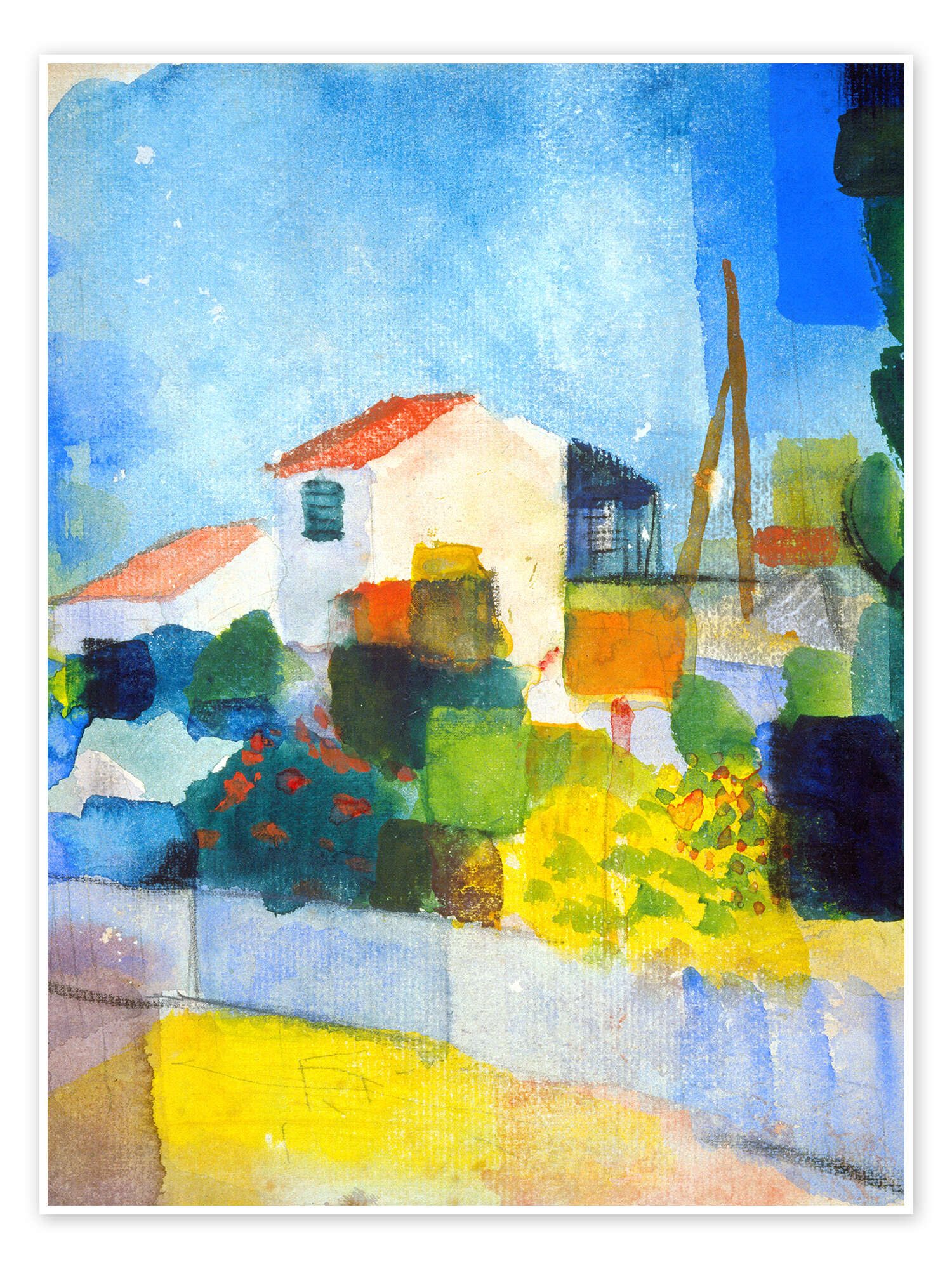 Posterlounge Wandbild Das helle Haus (erste Fassung), August Macke, erhältlich als Poster, Leinwandbild, Wandsticker oder Acrylglasbild