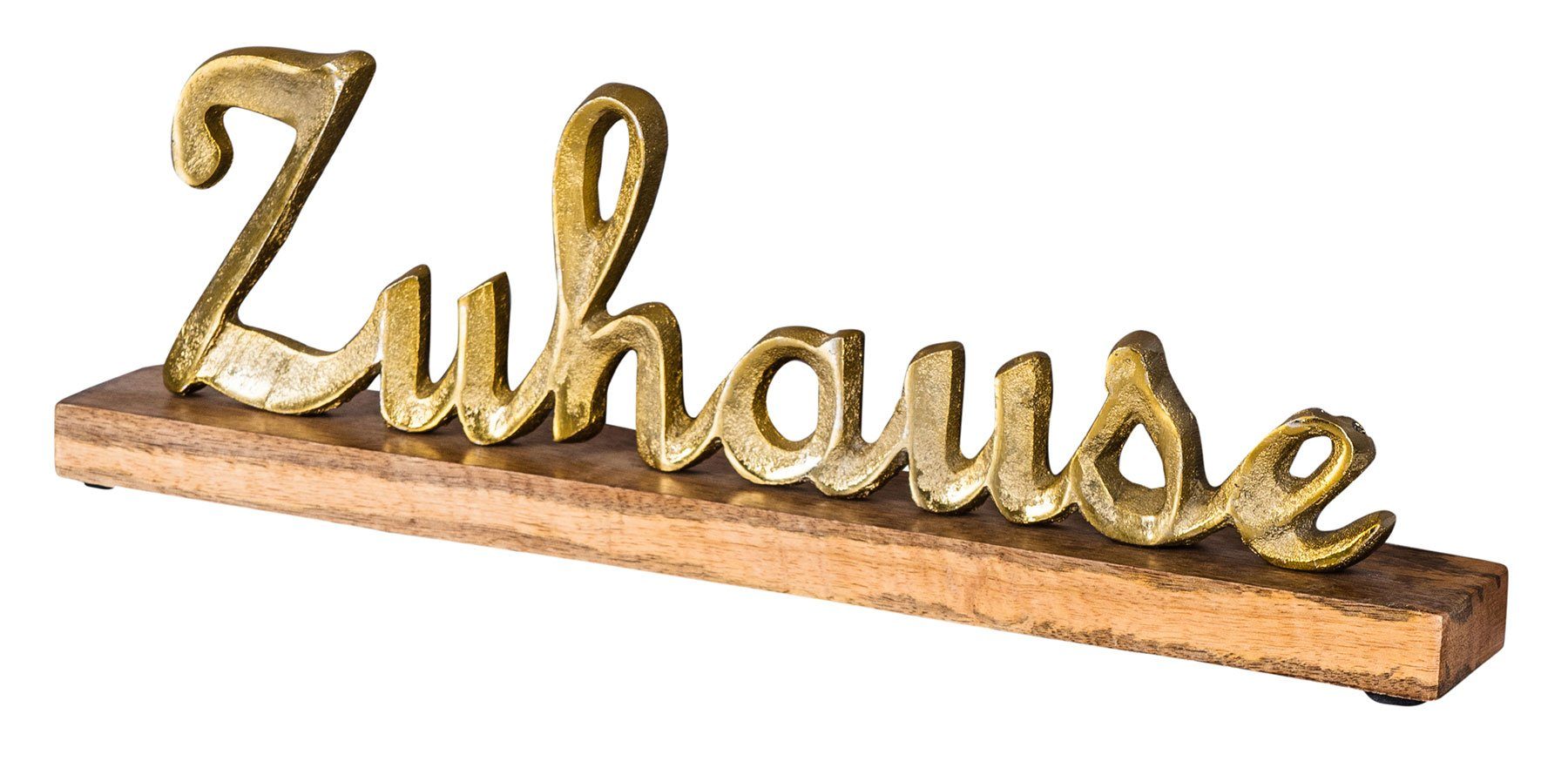 Levandeo® Deko-Schriftzug, Schriftzug Zuhause Mangoholz Metall Tischdeko