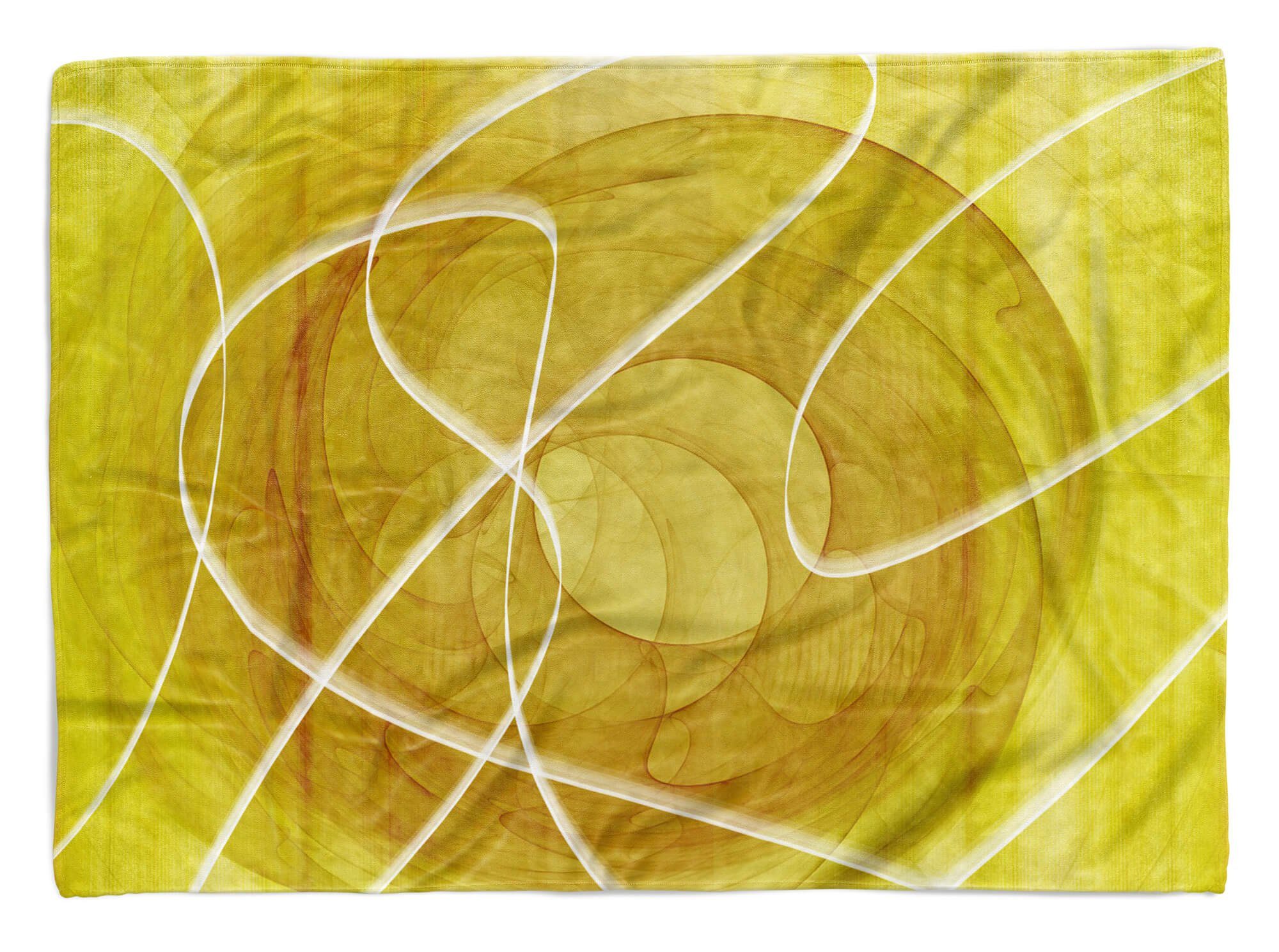 Handtücher abstrakten Saunatuch mit Baumwolle-Polyester-Mix Motiv, (1-St), Handtuch Enigma Art Kuscheldecke Strandhandtuch Handtuch Sinus