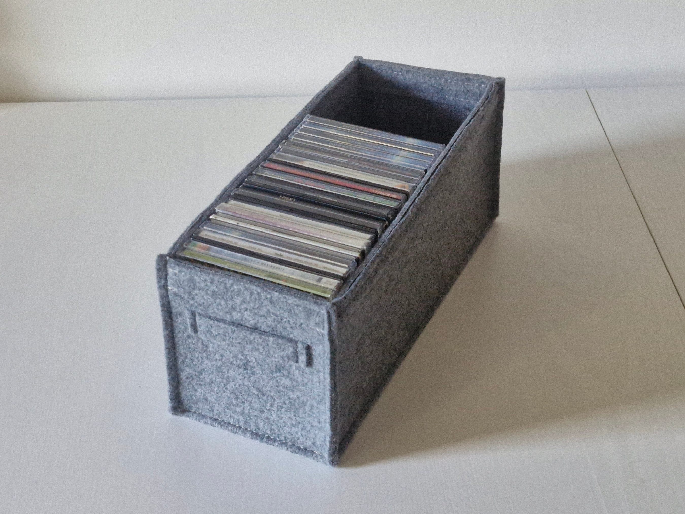 Stich-haltig Aufbewahrungsbox CD Box 38 Grau meliert - CD Aufbewahrung mit  Stil