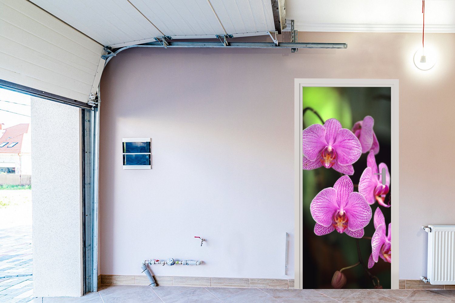 MuchoWow St), Tür, (1 cm Türtapete Orchidee, Türaufkleber, bedruckt, Matt, 75x205 für Fototapete Rosa