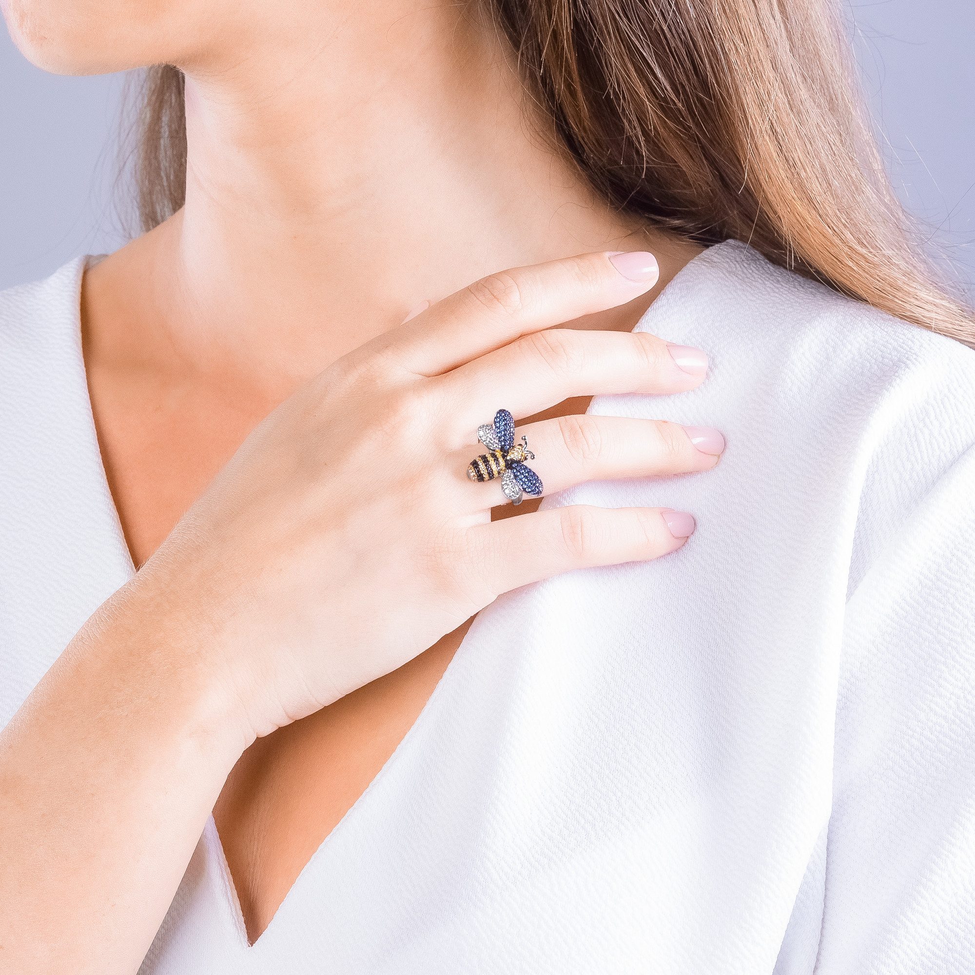Seinerzeit FLORA & FAUNA Silberring Hunny Bienen Ring (1-tlg), Material: 925 Sterling Silber, rhodiniert, geschwärzt, vergoldet