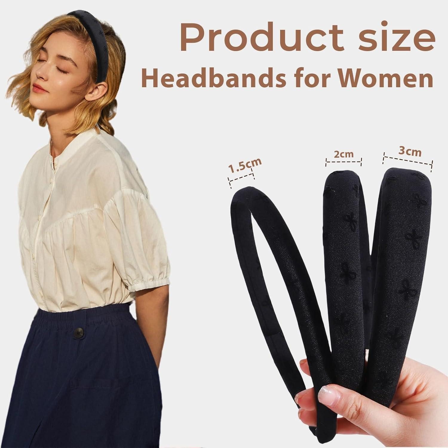 LuxusKollektion Haarband 3er Set Schwarze Kopfbänder für Frauen Mädchen Haarbänder