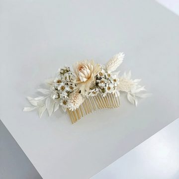 Trockenblume Haarkamm Trockenblumen mit weißen Gänseblümchen, LYKKE & You