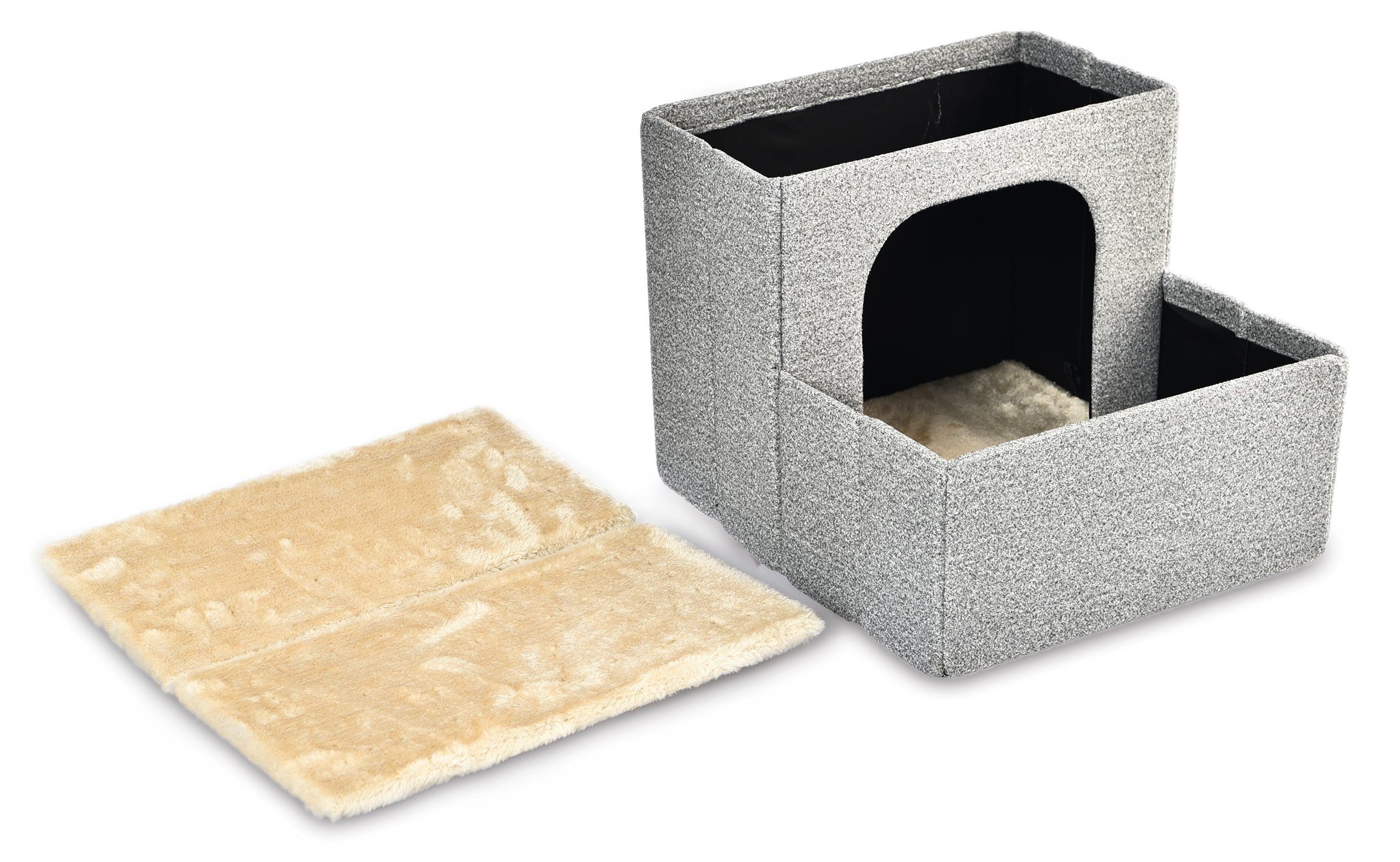 Dehner Tierbett Haustiertreppe Sussex, faltbar, 43 x 33 x 35.5 cm, Höhle und Haustiertreppe für Katzen & kleine Hunde