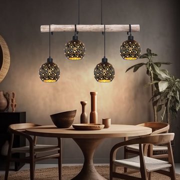 etc-shop LED Pendelleuchte, Leuchtmittel inklusive, Warmweiß, Farbwechsel, Vintage Hängeleuchte Esstischlampe Holzbalken