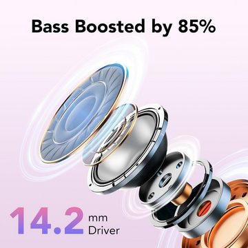 IKT Kabellos Bluetooth 5.3 mit 50H Tiefer Bass, 2024 Neue In-Ear-Kopfhörer (Starker Bass für ein beeindruckendes Klangerlebnis mit tiefer, kraftvoller Wiedergabe., Noise Cancelling Earbuds mit 4 ENC Mic IPX7 Wasserdicht Ohrhörer USB-C)