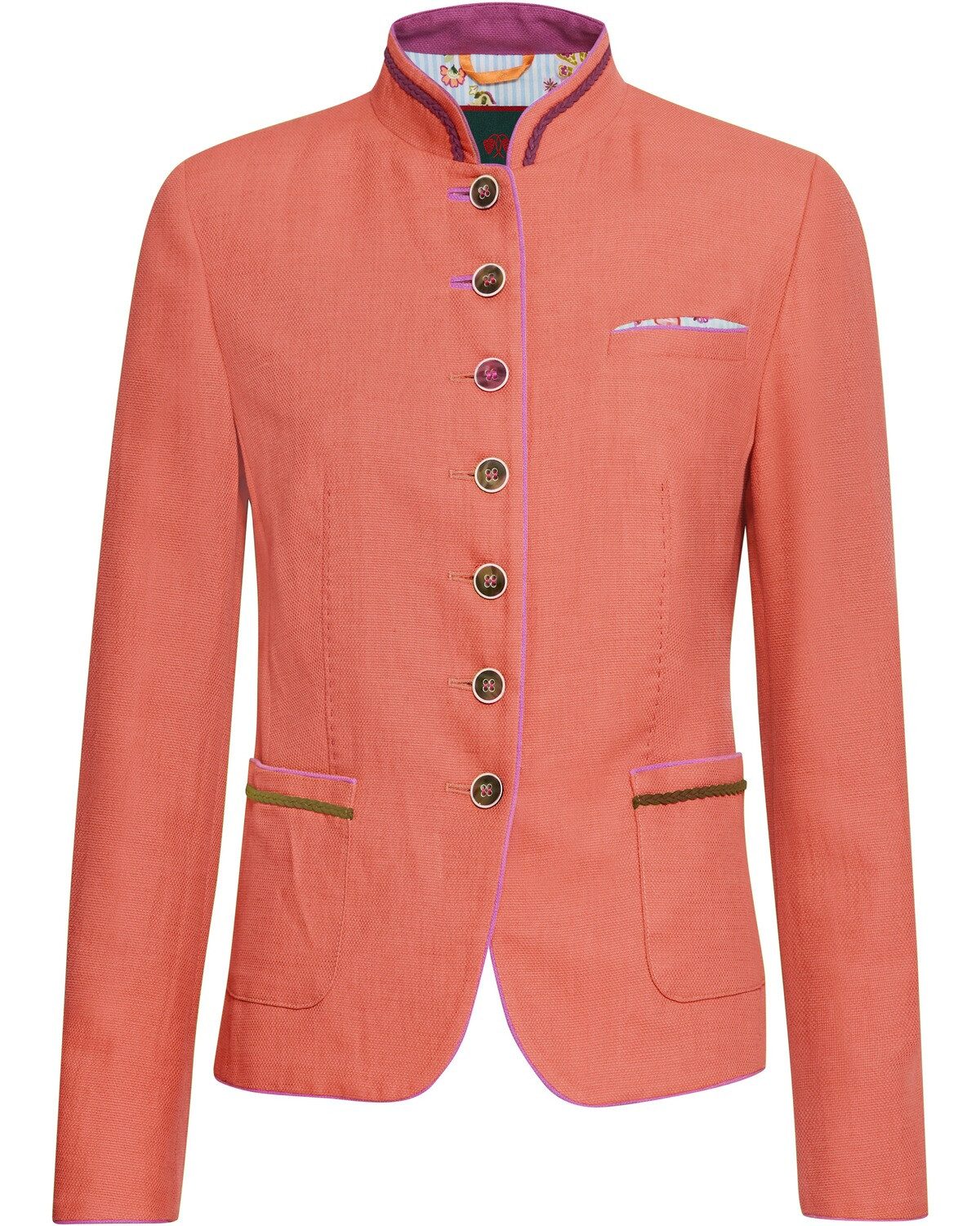 Trachtenjacke Stehkragenjacke mit Kontrast