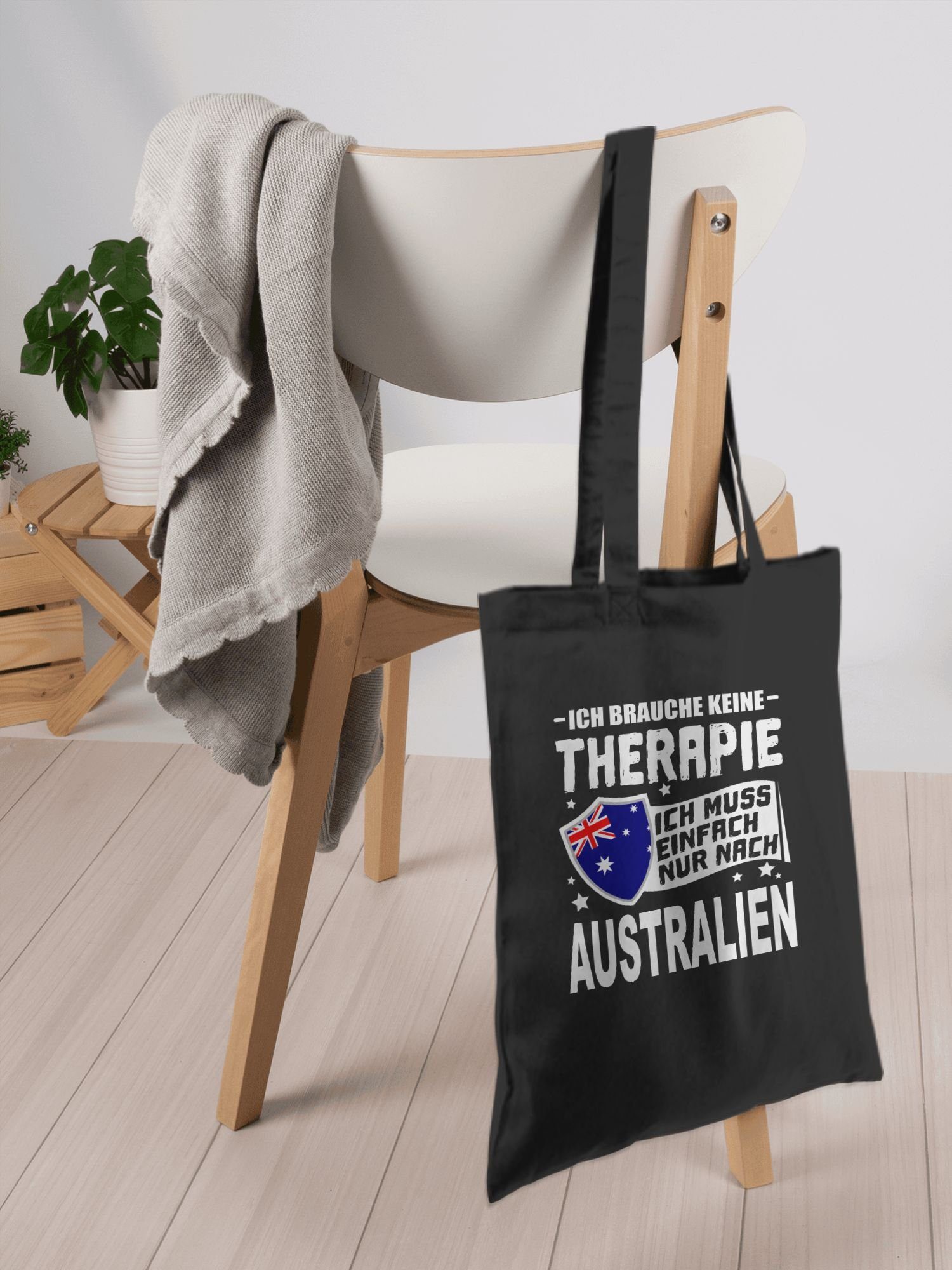 muss brauche nach Länder Ich 1 Ich einfach Wappen Shirtracer Australien Schwarz keine Therapie nur weiß, - Umhängetasche