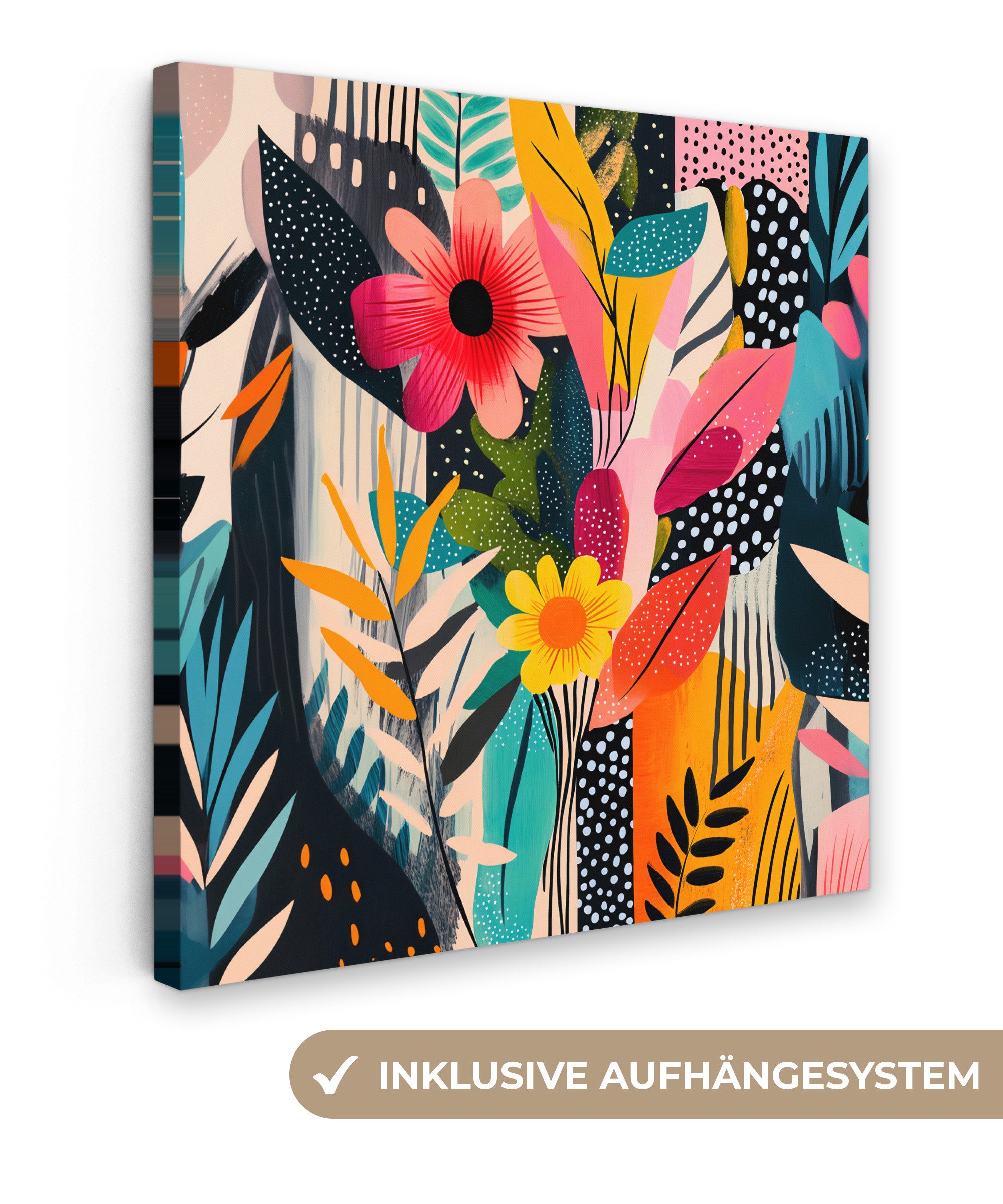 Leinwandbild Kunstdrucke - Abstrakt - Blumen - Rosa