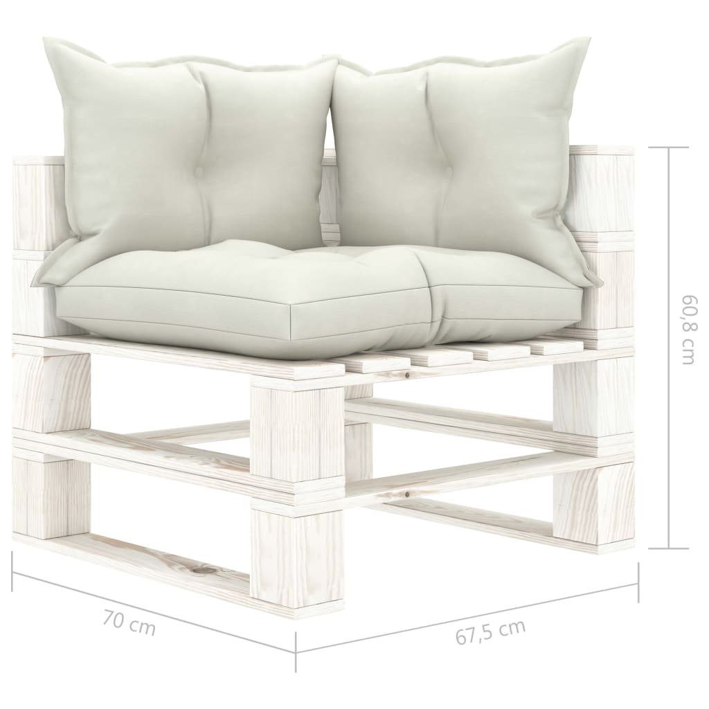 Kissen Beige Holz, Garten-Palettensofa Loungesofa Weiß Beige mit 1 2-Sitzer vidaXL Teile in