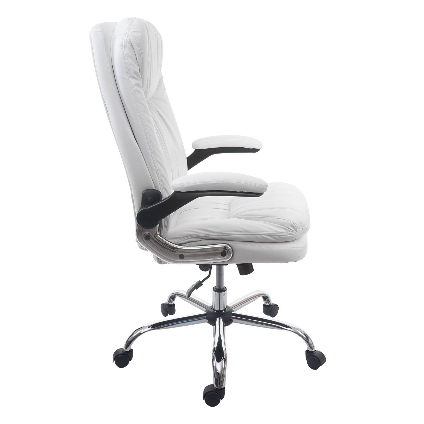 MCW-F81, MCW Armlehnen Schreibtischstuhl Wippmechanik Sitzfläche, Federkern klappbar, einstellbar weiß in