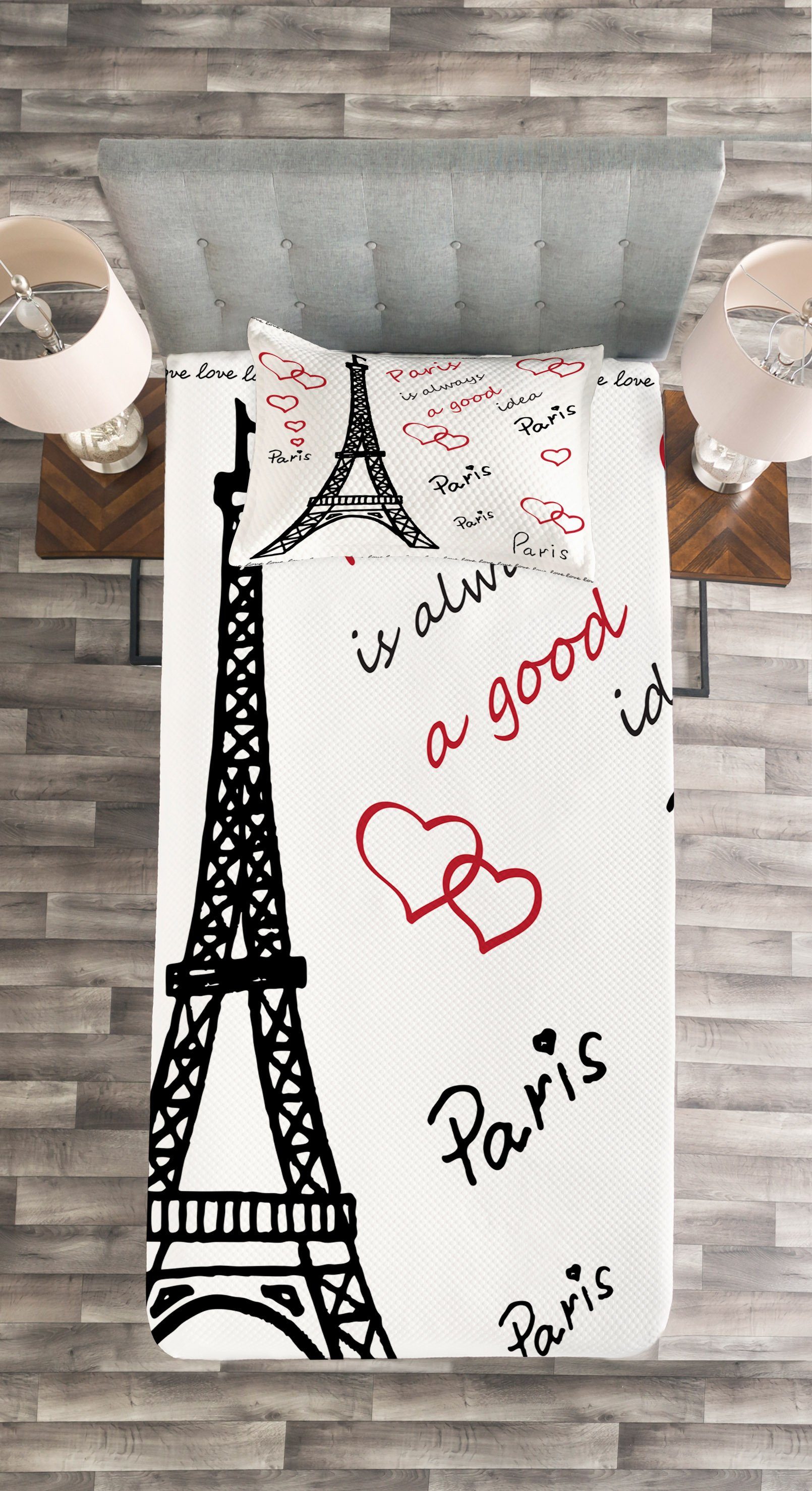 Eiffelturm Eiffelturm Abakuhaus, Set Paris Waschbar, Tagesdecke mit Kissenbezügen