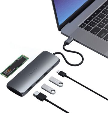 Satechi USB-C Hybrid Multiport Adapter mit SSD Steckplatz USB-Adapter HDMI, USB Typ A zu USB Typ C