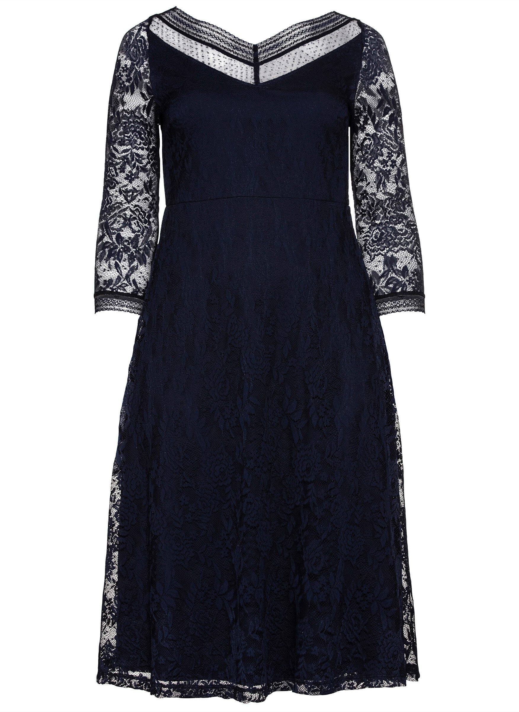 Sheego Etuikleid Abendkleid 3/4-Arm aus elastischer und bequemer Qualität