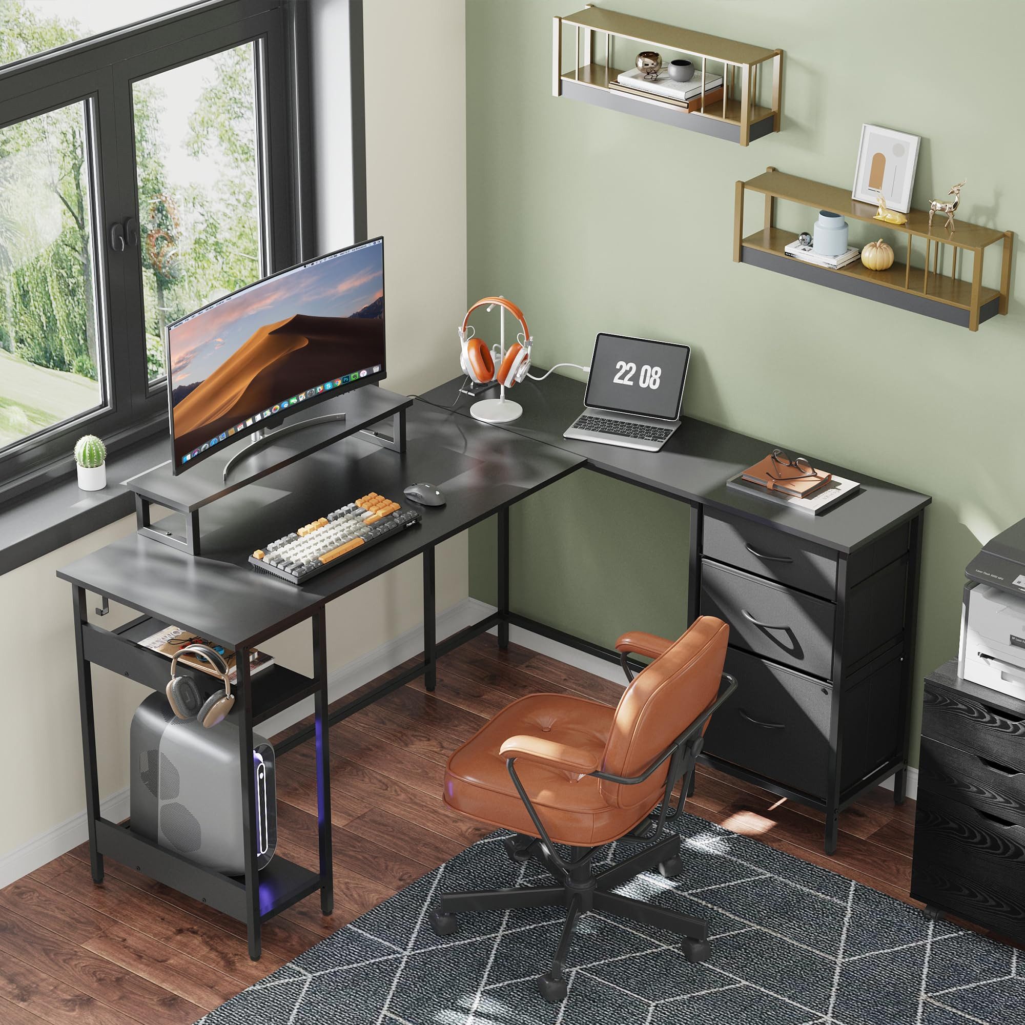 DEVAISE Computertisch Gamingtisch 111/120/140 x 80 cm Computertisch, L-förm günstig online kaufen