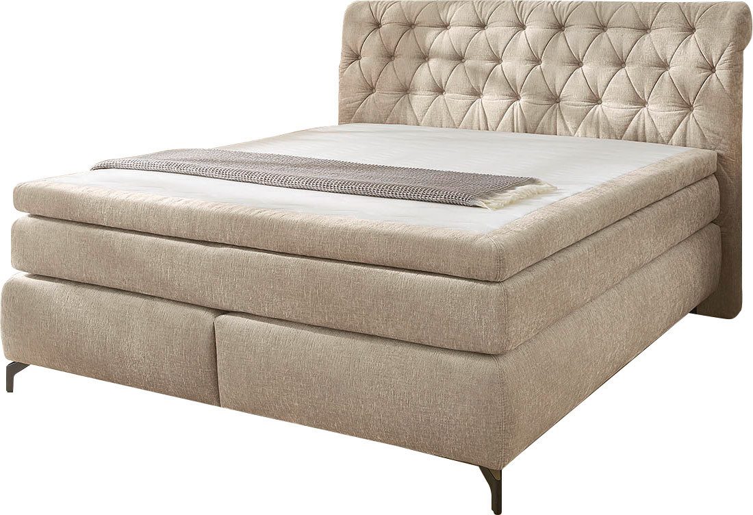 Jockenhöfer Gruppe Boxspringbett SCARLETT inkl. 7-Zonen-TTFK-Matratze H3/H4 und Topper (mit 9 cm Kaltschaum-Topper), Chenille-, Velours- …