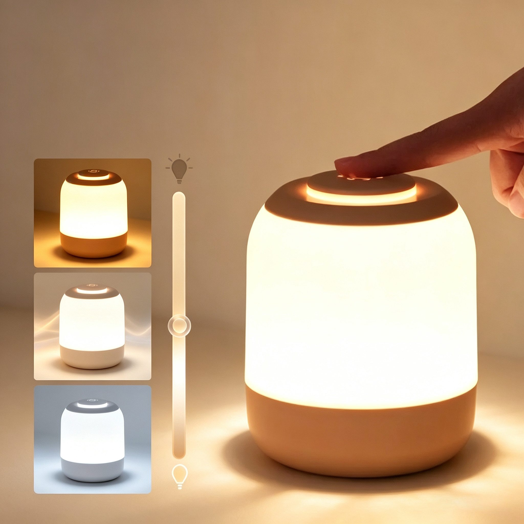 Vornix LED Nachtlicht LED Nachtlicht Touch Nachttischlampe,wiederaufladbares Nachtlicht, LED fest integriert, langer Betrieb, RA80 Stimmungslicht für Schlafzimmer Kinderzimmer