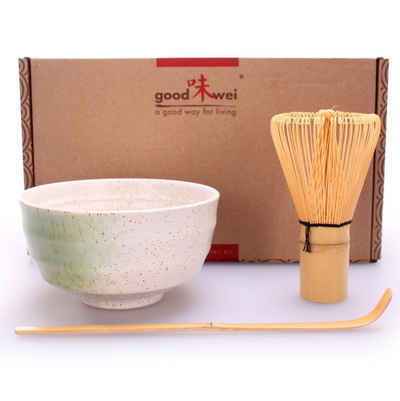 Goodwei Чайний сервіз Matcha-Set "Shiro" mit Teeschale und Matchabesen (3-tlg), 1 Personen, Keramik