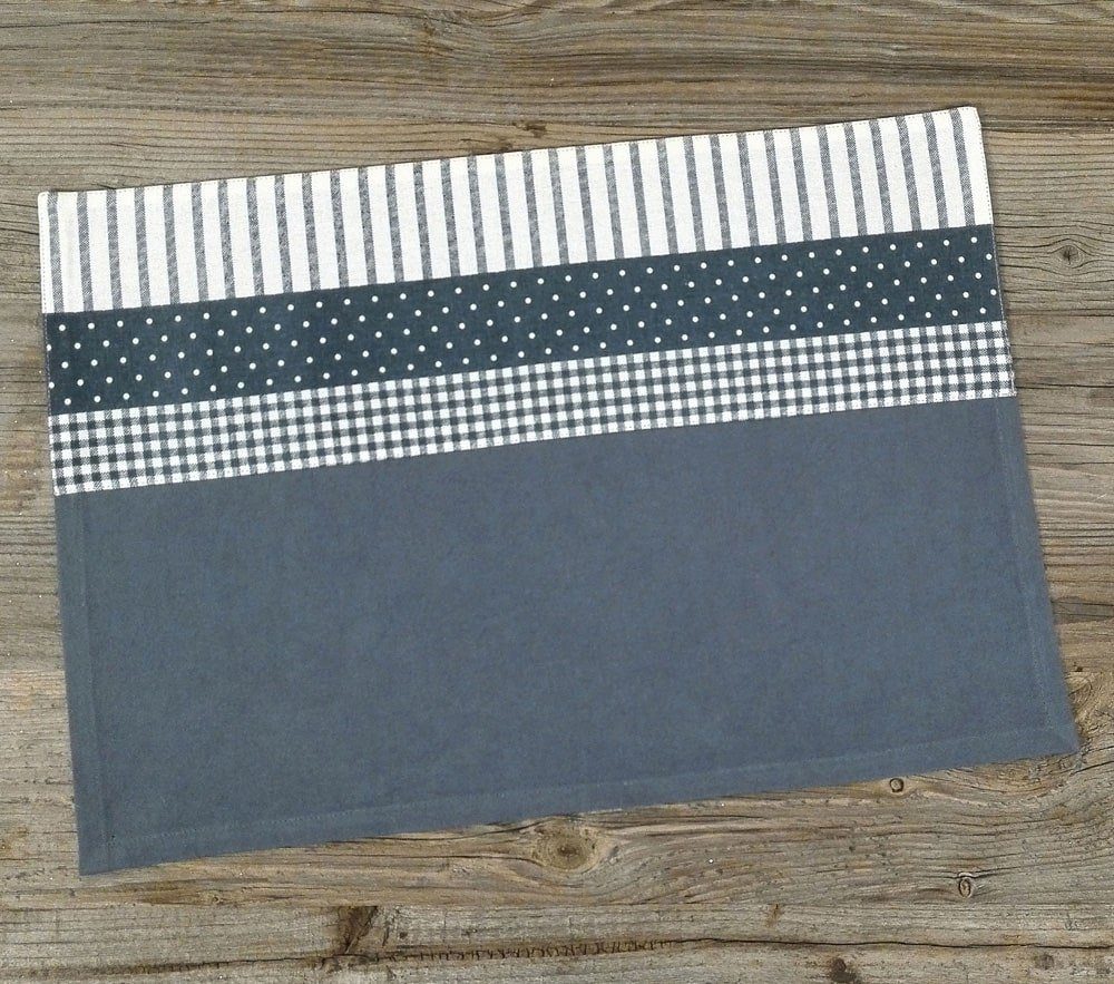Platzset Tischset Landhaus Premium LINA Mustermix Stoffmix blau 33x48 cm