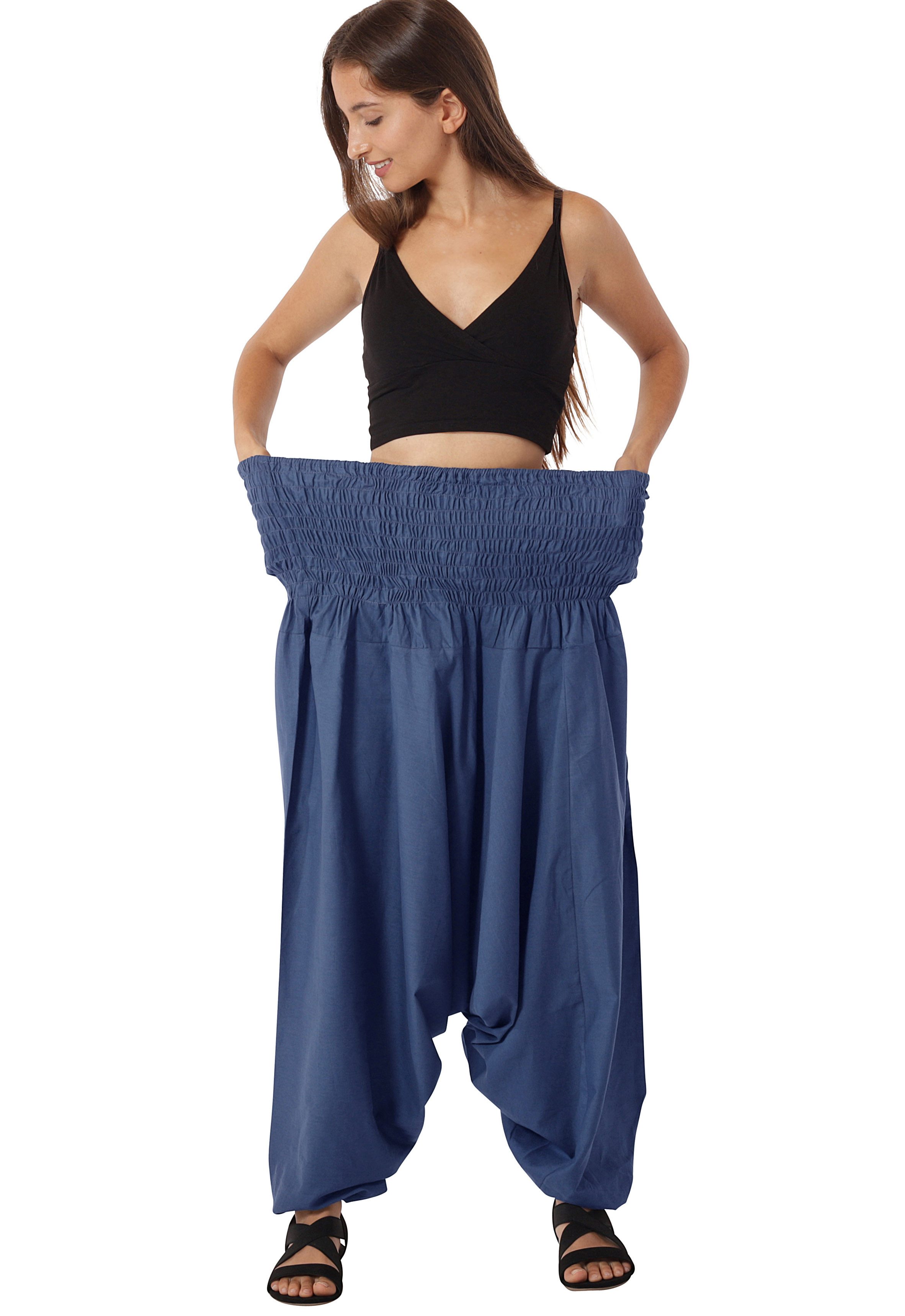 Leucht-Welten Haremshose Extragroße Haremshose XXL Aladinhose für Damen und Herren Blau Pumphose aus Baumwolle – Bild 2 von 4