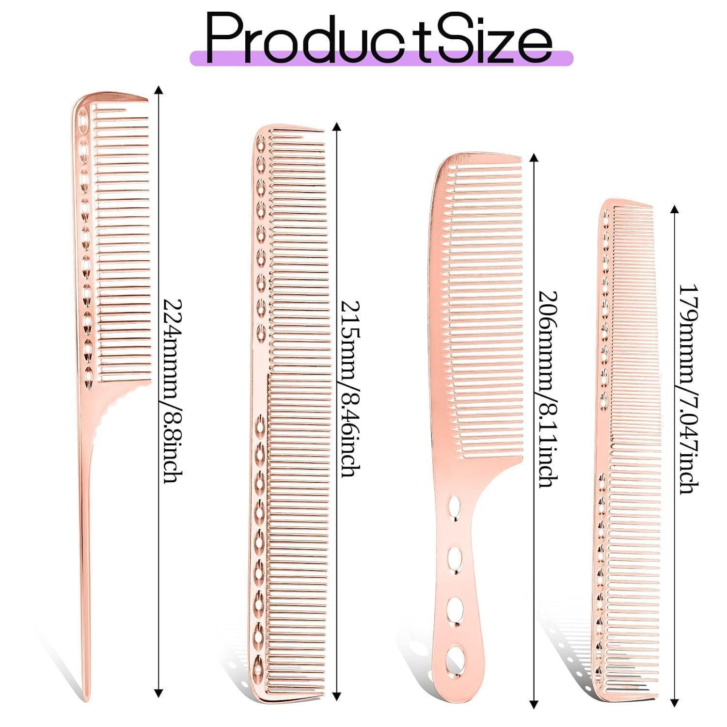 LuxusKollektion Strähnenkamm 4er Set Aluminium Haarkämme für Männer und Frauen, Friseur