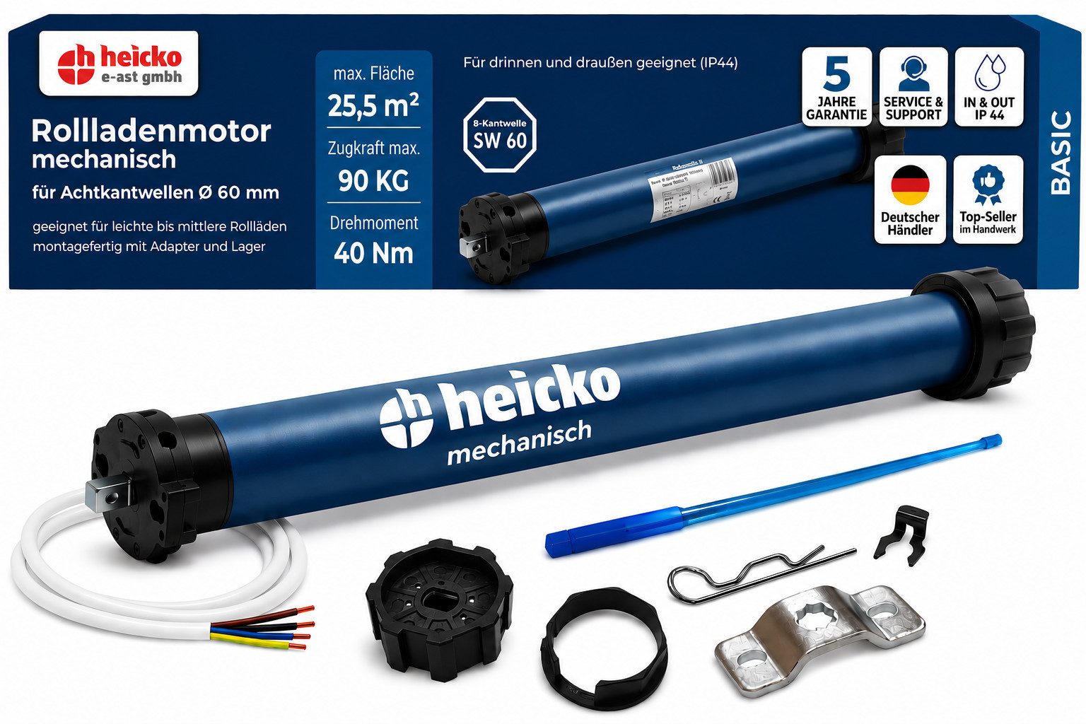 heicko e-ast GmbH Rollladenmotor heicko 10-50Nm Rollladenmotor Rohrmotor SW40-60 Rolladenantrieb basic, (Packung)