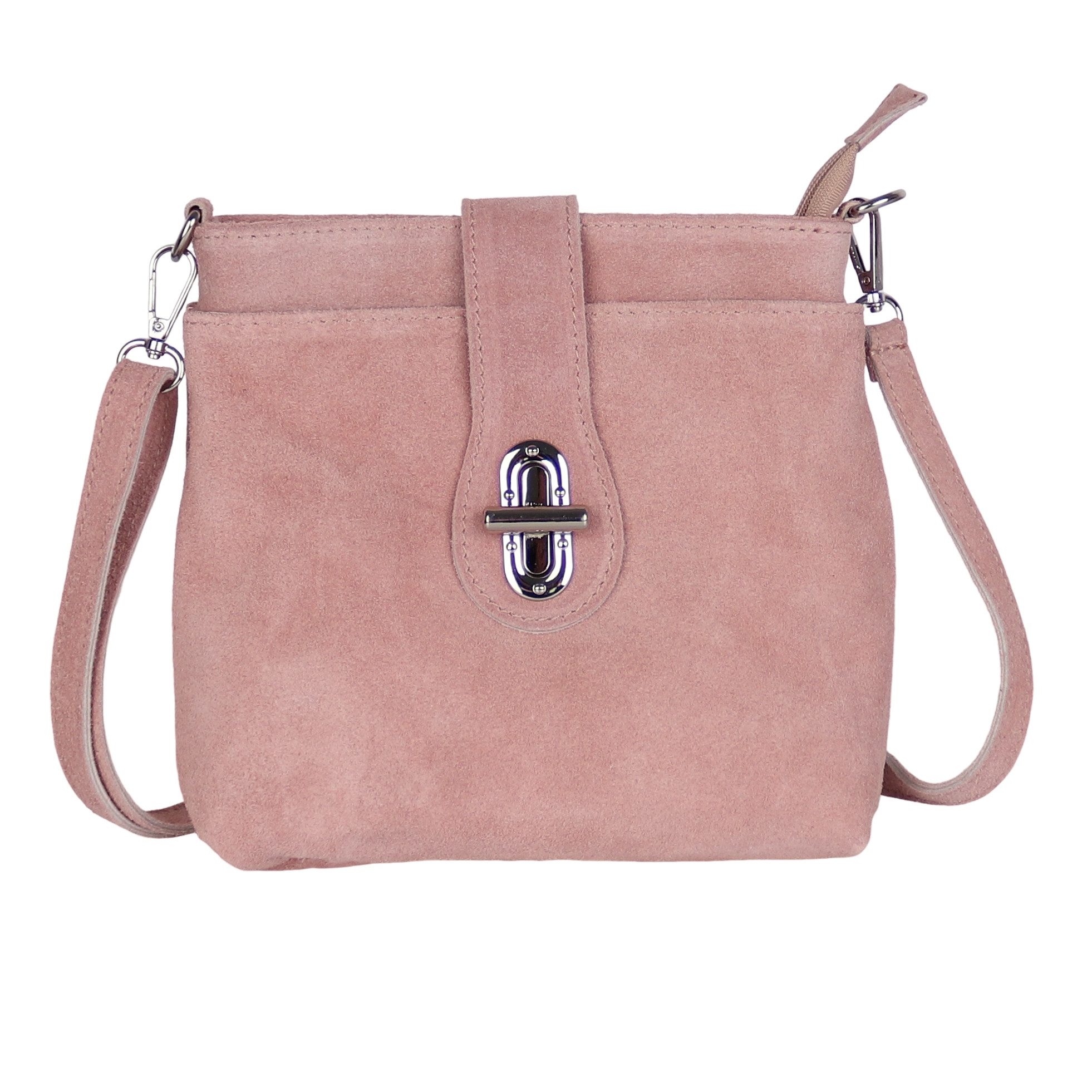 MIRROSI Umhängetasche Damen Crossbody Bag, Echtleder Made In Italy, (22x22x8cm) aus Wildleder