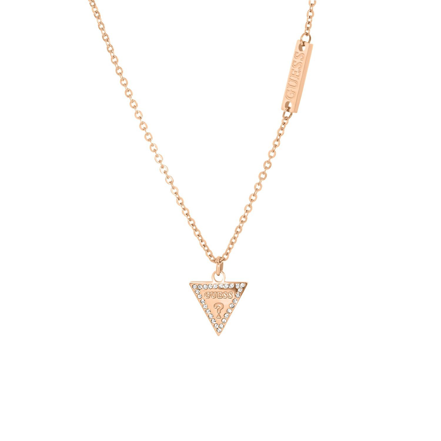Guess Kette mit Anhänger Halskette - Stahl - Rose - Kristall - Damen
