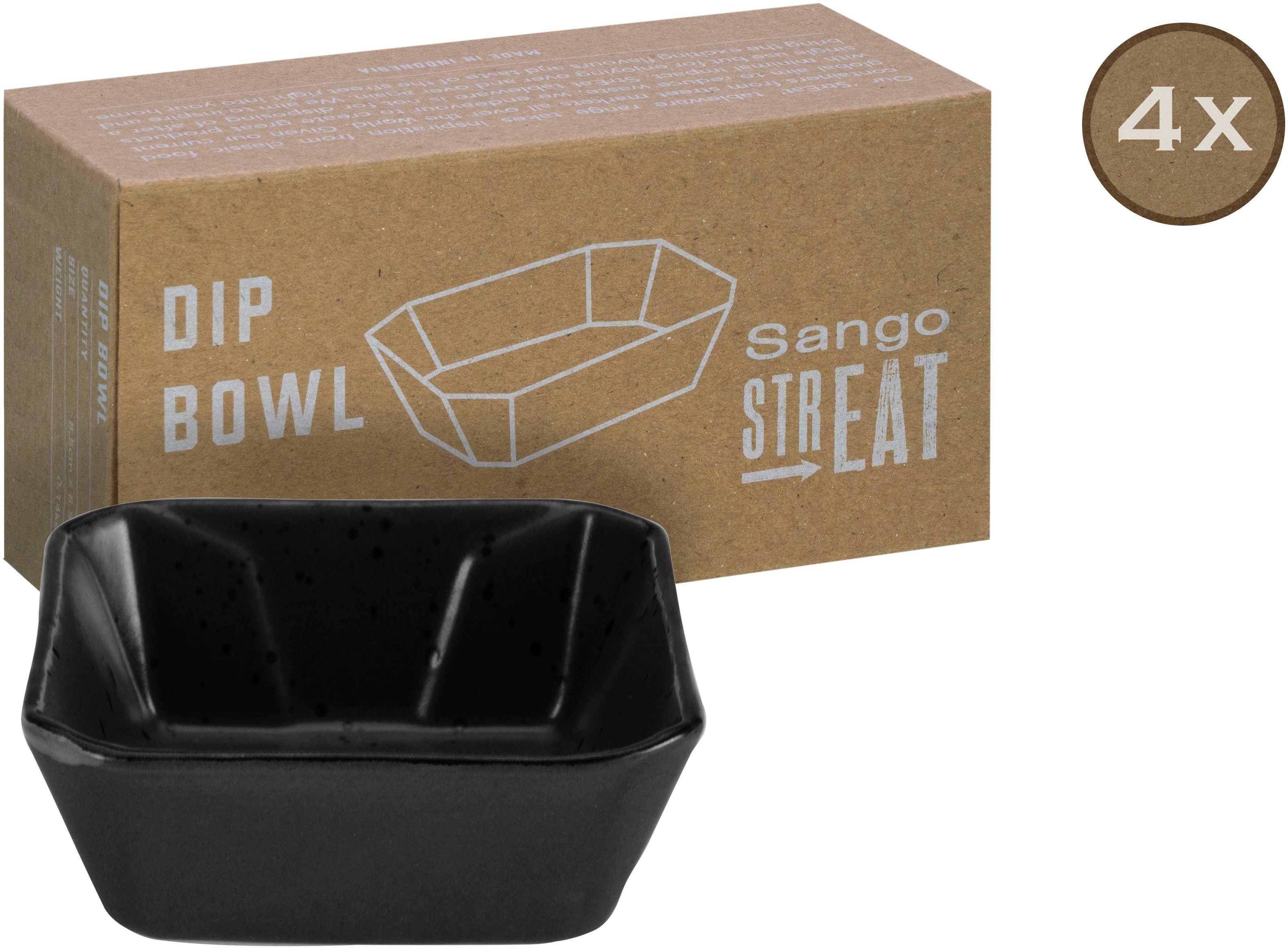 CreaTable Servierschale Dip Bowl, Steinzeug, (Set, 4-tlg), Dipschale, Snackschale, Topaktueller „Streat Food“ Trend